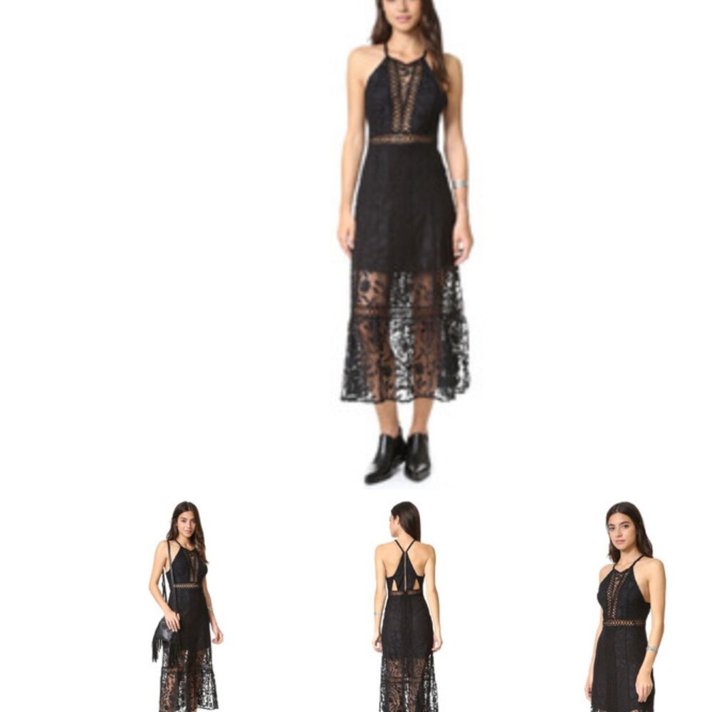 Free People Black Lace Midi Dress size S